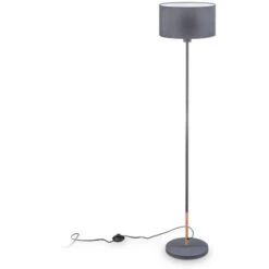 Lampadaire Tissu Gris I E27 I Abat-jour En Tissu 30 Cm I Câble De 140 Cm I Salon I Chambre I Moderne