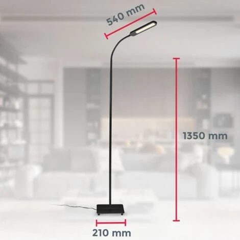 Lampadaire Noir Salon LED 6,5W, Luminosité Réglable Tête Flexible Choix De Lumière Fonction TOUCH Lampadaire Moderne Chambre Bureau – Image 5