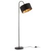 Lampadaire Rétro Pivotant I Abat-jour En Tissu Noir Et Doré I E27 I Câble De 140 Cm I Salon I Chambre I Moderne