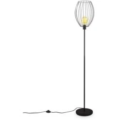 Retro Lampadaire Avec Abat-jour I Interrupteur à Pédale I Hauteur 159,6 Cm I E27 I Métal I Noir I Sans Ampoule