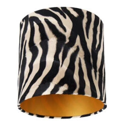 QAZQA Cilinder Velours - Abatjour Classique/Antique - à 25 Cm - Imprimé ZÚbre - Classique/Antique -