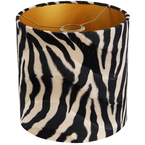 QAZQA Cilinder Velours - Abatjour Classique/Antique - Ø 25 Cm - Imprimé Zèbre - Classique/Antique - – Image 2