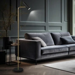 Lampadaires, Luminaires, Lampe De Lecture De Salon, Lampadaire, Spot Mobile, Laiton Noir, 1x GU10, H 151 Cm