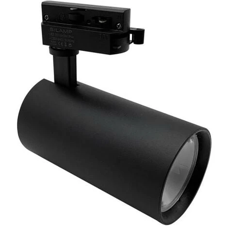 Spot LED Sur Rail 30W 60° Monophasé NOIR - Blanc Chaud 2300K - 3500K - SILAMP