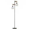 HOMCOM Lampadaire Design Industriel 40 W Max. Double Suspension Métal Filaire Hauteur Réglable Noir