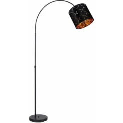 Lampadaire Lampe De Salon Lampe Arche Interrupteur De Chambre Lampadaire Réglable En Hauteur, Abat-jour Velours Noir Or, 1x E27, LxlxH En Cm : 94,5 X 28 X 195 Cm