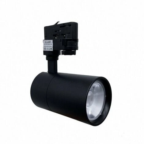 Spot LED Sur Rail 30W 80° Compact Triphasé NOIR - Blanc Chaud 2300K - 3500K - SILAMP