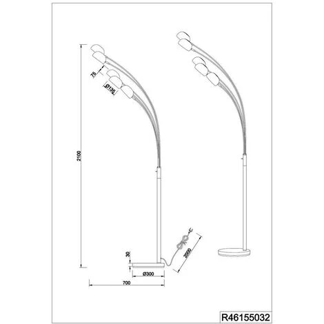 Lampadaire Arqué Dito Noir Mat 5x10W E14 – Image 4