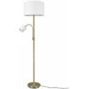 Lampadaire Lampadaire Plafonnier Wash Lampe De Salon Lampe De Lecture Avec Spot Flexible, Commutable Séparément, Tissu Métallique, Laiton Blanc, DxH 50x170 Cm