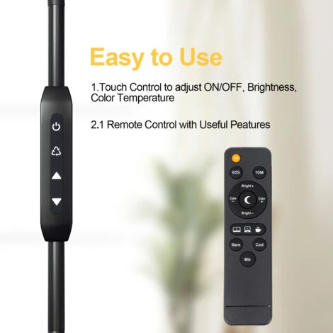 Hengda 12W LED Lampada Da Pavimento A Collo Di Cigno Con Telecomando, Dimmerabile 3 Temperature Di Colore Orientabile Lampada A Stelo Con Modalità Notte Per Soggiorno Camera Da Letto Lettura – Image 4