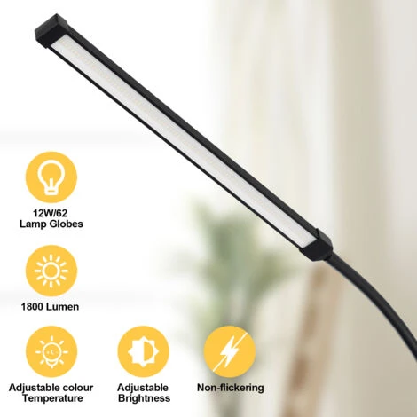 Hengda 12W LED Lampada Da Pavimento A Collo Di Cigno Con Telecomando, Dimmerabile 3 Temperature Di Colore Orientabile Lampada A Stelo Con Modalità Notte Per Soggiorno Camera Da Letto Lettura – Image 5