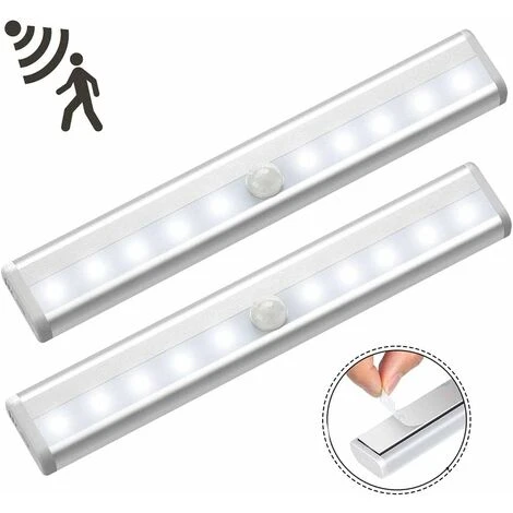 Lampe Led Detecteur De Mouvement Interieur Lumière Armoire 10 LEDs Spot Sans Fil, Lampe De Placard LED éclairage Led à Piles Avec Bande Magnétique, Veilleuse Enfant Escaliers Couloir Lot De 3 Irisfr(l – Image 3