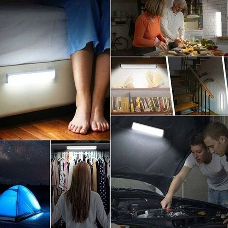 Lampe Led Detecteur De Mouvement Interieur Lumière Armoire 10 LEDs Spot Sans Fil, Lampe De Placard LED éclairage Led à Piles Avec Bande Magnétique, Veilleuse Enfant Escaliers Couloir Lot De 3 Irisfr(l – Image 5