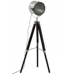 Lampadaire Trépied Pin Ebor Hauteur 150 Cm Atmosphera - Noir & Chrome