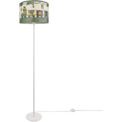Paco Home Lampe Pour Enfants Lampadaire Chambre D'enfant Lampe Train Avec Animaux E27 Â Un Pied Blanc, Â Vert (Ă38 Cm)