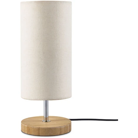 Paco Home Lampadaire Lampe De Bureau Lampe Salon Moderne Abat-Jour Tissu Bois Blanc, Lampe De Table