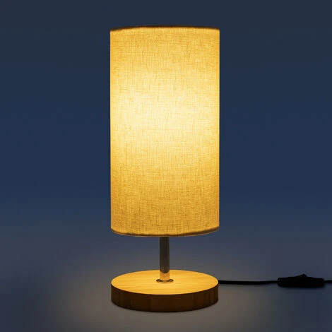 Paco Home Lampadaire Lampe De Bureau Lampe Salon Moderne Abat-Jour Tissu Bois Blanc, Lampe De Table – Image 3