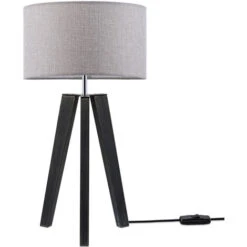 Paco Home Lampadaire Lampe De Bureau Pied Vintage Lampe Salon Style Scandinave E27  Lampe De Table Noir,  Gris (Ø28 Cm)