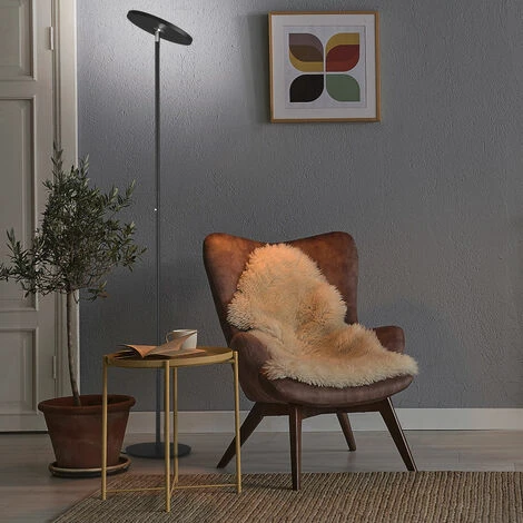 Lampadaire, Dimmable, Lampadaire LED Moderne, Noir, Uplighter, Dimmable, Variateur Tactile, Spot Orientable, 1x LED 32W 3700Lm 2700-6500K, DxH 30x180 Cm – Image 3