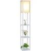 Lampadaire En Bois Design Lampe Sur Pied Avec 3 Niveaux Etagères Und E27 Base 1.6M Lampadaire étagère Blanc
