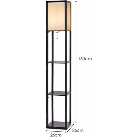 COSTWAY Lampadaire Avec 3 Niveaux Etagère 220-240V,60W (Ampoule Non Inclus) – Image 4