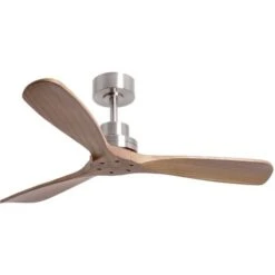 Ventilateur De Plafond Moteur DC 107cm Nickel Bois Foncé IP44 Nati