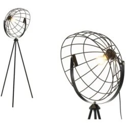 Lampadaire Filaire Style Industriel VIRTUA - Métal Noir - 41 X 41 X 131 Cm