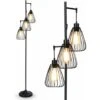 GOPLUS Lampadaire Industriel En Metal A 3 Tetes En Forme De Larme, Lampe A Pied Debout De Design Retro Et Hauteur 170 CM, Lampadaire D’Arbre Rustique Pour Salon, Cuisine, Noir(Ampoule Non Inclus)