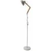 Lampadaire Métal Industriel Sur Pied En Bois - H.150cm - Blanc -