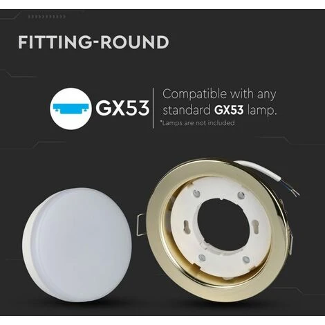 V-TAC GX53 Support De Spot LED à Encastrer Rond Couleur Or – Image 2