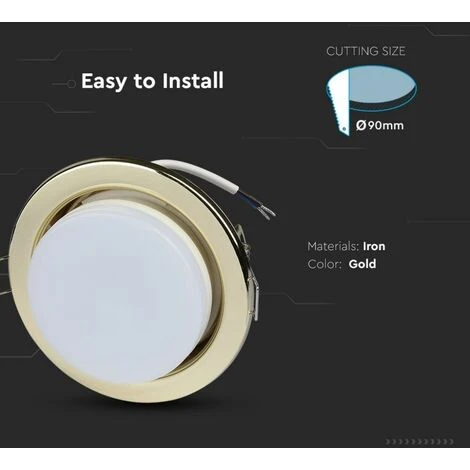 V-TAC GX53 Support De Spot LED à Encastrer Rond Couleur Or – Image 3