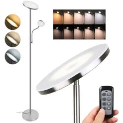 Lampadaire LED Dimmable Métal, Orientable,Lampadaire Sur Pied Salon Avec Télécommande ,Liseuse ,Luminosité Réglable Lampadaire Chambre