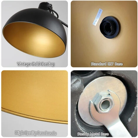 Lampadaire Arc, Lampe à Pied Design Rétro, Abat-jour Réglable, 1x E27 Max. 60 Watt, Métal, En Noir-doré,Lampadaires Pour Le Salon, Les Salons,la Lecture – Image 3