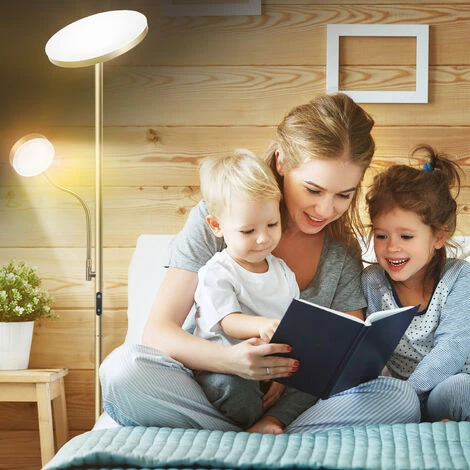 LED Dimmable Lampadaire Eclairage Indirect Moderne,avec Télécommande -2 Leds Lampe Sur Pied Luminosité Réglable, - Éclairage Intérieur - Salon I Chambre I Cuisine I Salle à Manger - Bronze/gold – Image 2