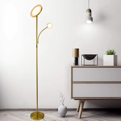 LED Dimmable Lampadaire Eclairage Indirect Moderne,avec Télécommande -2 Leds Lampe Sur Pied Luminosité Réglable, - Éclairage Intérieur - Salon I Chambre I Cuisine I Salle à Manger - Bronze/gold – Image 5