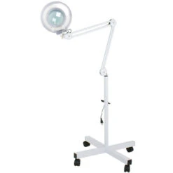 LAMPE AVEC ÉCLAIRAGE ET PIED -Lampe De Manucure à DEL Lampe Grossissante à DEL Avec Support Laminé Pour Une Utilisation Mobile -avec Roue -blanche