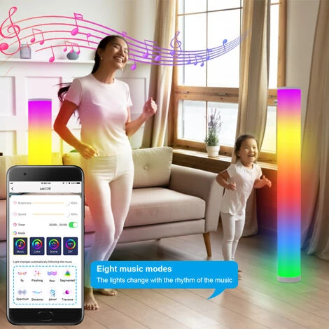 2pcs Lampadaire Sur Pied RGB - Lampe Salon LED APP Contrôle Télécommande Musique Synchronisation 104cm Lampe Créatif – Image 5