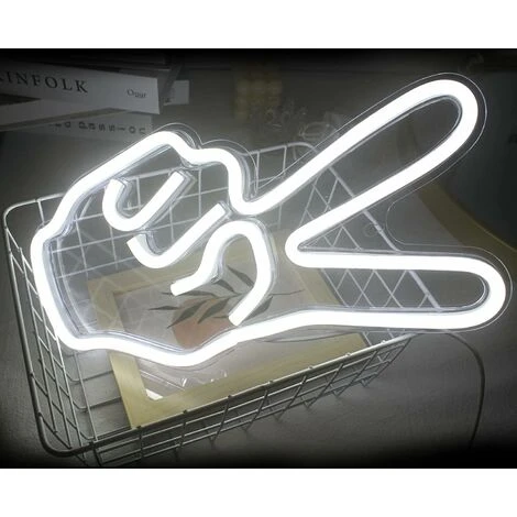 Enseigne Lumineuse Au Néon Yeah Gesture Enseignes Au Néon à LED Blanches Avec Interrupteur USB Enseigne Lampe Néon Doigts Pour Chambre Bar Pub Bureau Fourniture De Fête – Image 3