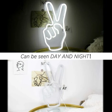 Enseigne Lumineuse Au Néon Yeah Gesture Enseignes Au Néon à LED Blanches Avec Interrupteur USB Enseigne Lampe Néon Doigts Pour Chambre Bar Pub Bureau Fourniture De Fête – Image 4