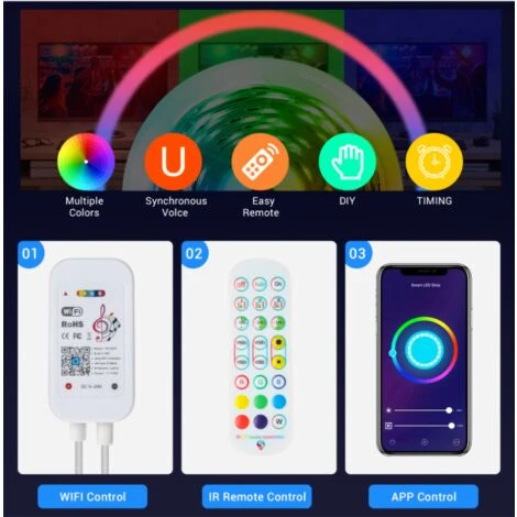 Déstockage 24 Touches Télécommande IR Et Blanc IR Contrôleur Blutooth Pour RGB LED Bande 5050 SMD Ruban Lumineuse – Image 3