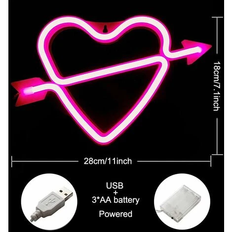 DENUOTOP Lampes D'ambiance Cupid Néon Enseignes Cupidon Lumineuses Décoration Murale, Batterie Et USB Alimenté Rose Cupidon Néons Applique Murale Intérieur Luminaires Pour Chambre, Saint Valentin, Éc – Image 3
