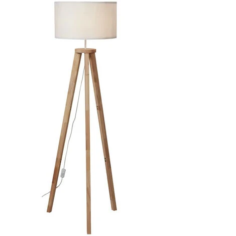 Lampadaire Carlo Abat-jour Tissu Pieds 100% Bois L 40 X L 40 X H 156 Cm INTERNATIONAL DESIGN – Image 2