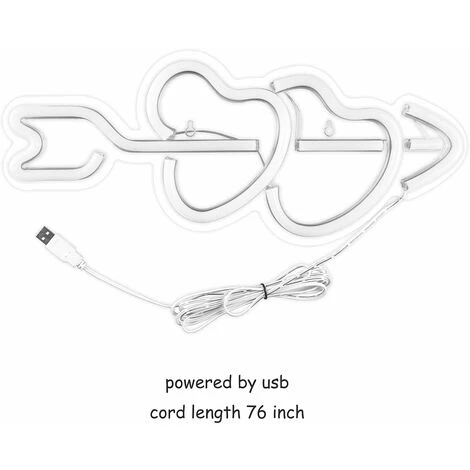 Led Cupidon Enseignes Au Néon Coeur Rouge Néon Mural Décoratif Enseigne Au Néon Usb Puissance Veilleuse Pour Chambre Bar Appartement Mariage Saint Anniversaire Cadeau D'anniversaire (Jaune Rouge)u202 – Image 4