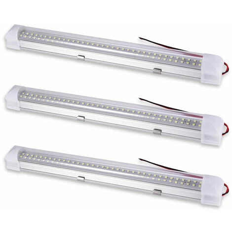 3 Pieces Barre Lumineuse LED,(12V)500LM Lampe Voiture Intérieur, LED Plafonnier Voiture Pour Bus Caravane Cuisine Salle De Bain Blanc Bande Intérieure éclairage Avec Interrupteur Marche/arrêt ,pour A