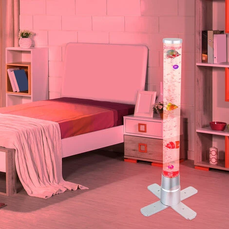 Colonne D'eau à Changement De Couleur Colonne à Bulles Salon, Halls De Décoration, LED RVB Avec 3 Poissons Et 2 Boules Lxlxh 24,6x24,6x61,1cm – Image 3