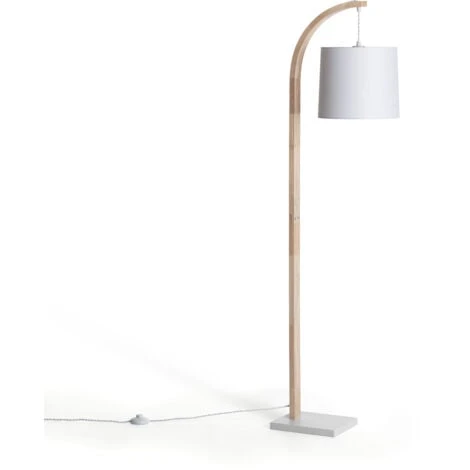 Lampadaire Bois Et Textile Haakon Blanc