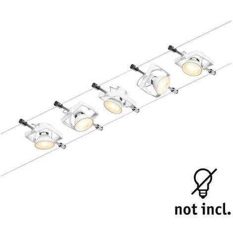 Spots Sur Câble Tendu Kit Mac 2 WIRE Sans Ampoules Paulmann - Leds - Blanc Dépoli - 5X10W - 230/12 V – Image 2