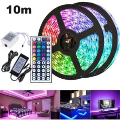 SWANEW Ruban LED Ensemble De Bande LED Bande LED RGB 5050 SMD, Bande LED, LED Non étanche (IP20), 10M 30 LED Avec Télécommande 44 Boutons