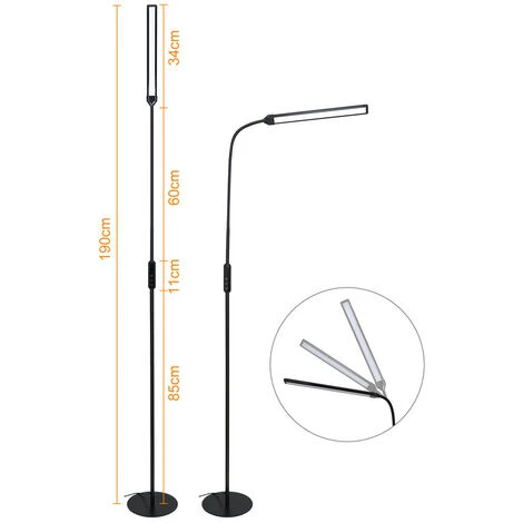 Randaco 9W Lampadaire Lampadaire LED Cou Flexible Uplighter Salon Bureau Dimmable – Image 2