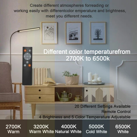 Randaco 9W Lampadaire Lampadaire LED Cou Flexible Uplighter Salon Bureau Dimmable – Image 3